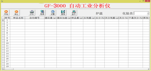 工業(yè)分析儀器軟件操作界面